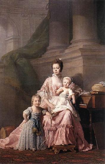 Allan Ramsay Charlotte of Mecklenburg-Strelitz with two of her children Germany oil painting art
